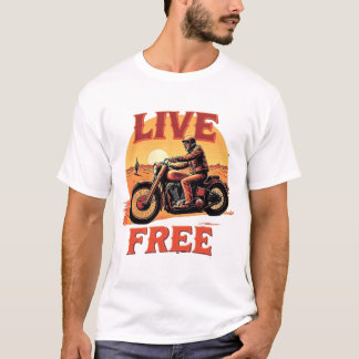 T-Shirt Sunset, Deserto De Motocicleta Livre Ao Vi
