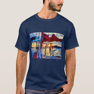 T-Shirt Sunset e Barcos de Navegação