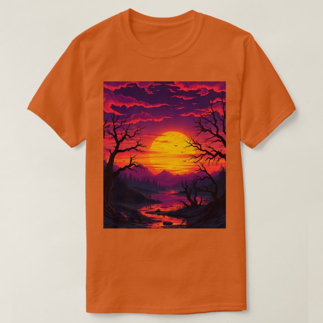 T-Shirt Sunset, Rosa Púrpura, (Frente do Design)
