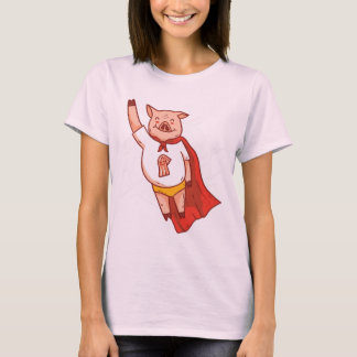 T-shirt super do porco do vôo engraçado