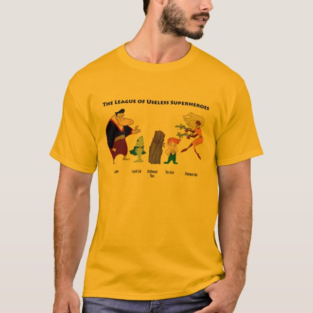 T-shirt Super-herói inúteis na cor (Frente)