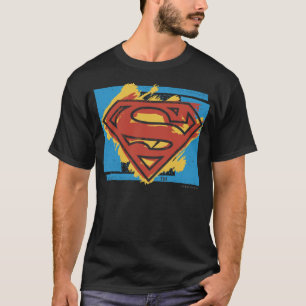 T-shirt Super-Homem  Logotipo de fundo azul pintado