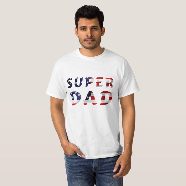 T-shirt Super Pai e a bandeira americana (Frente Completa)