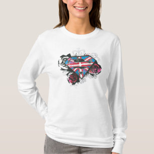 T-shirt Supergirl British Flag e Rosas