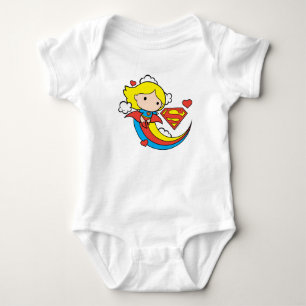 T-shirt Supergirl Chibi Voando Arco-Íris