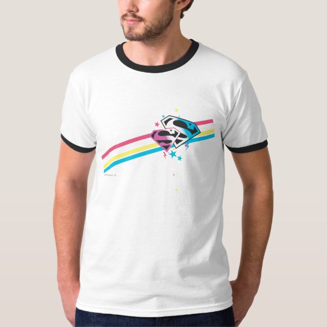 T-shirt Supergirl Rainbow Stripes (Frente)