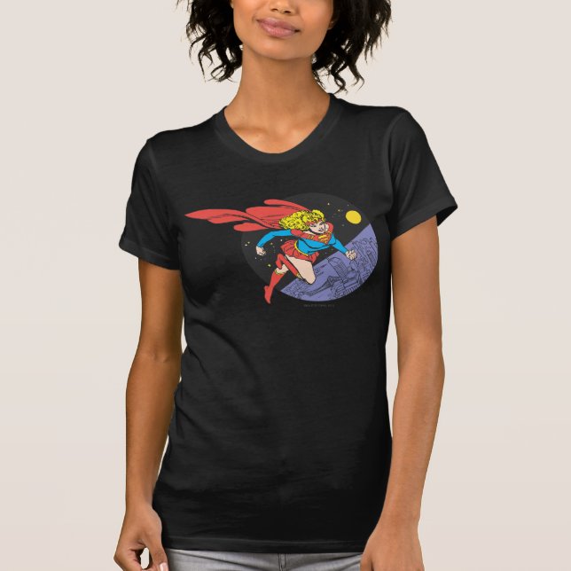 T-shirt Supergirl salta no espaço (Frente)