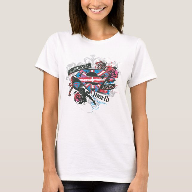 T-shirt Supergirl salva o mundo (Frente)
