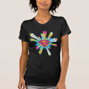 T-shirt Superman Estilizado Cor-de-rosa com logótipo car