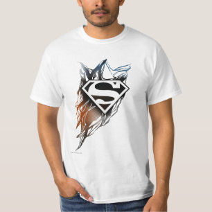 T-shirt Superman Estilizado Logotipo Laranja Azul