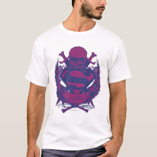 T-shirt Superman Estilizado Logotipo Puro e Pink Skull