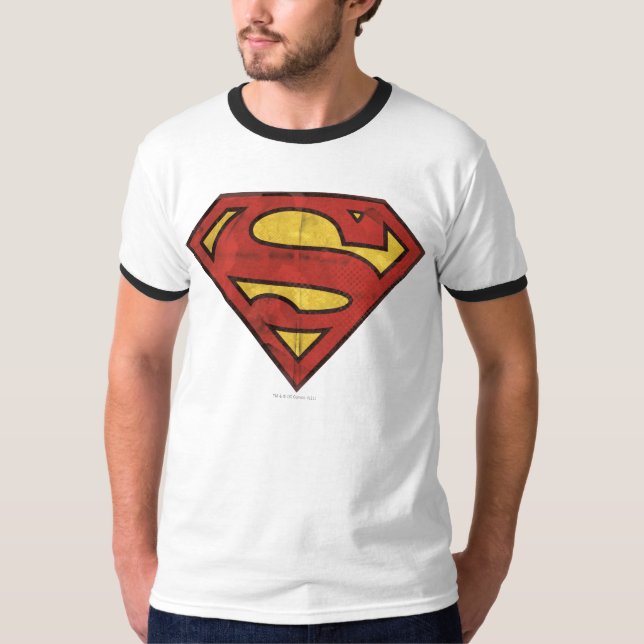 T-shirt Superman S-Shield | Logotipo Grunge (Frente)
