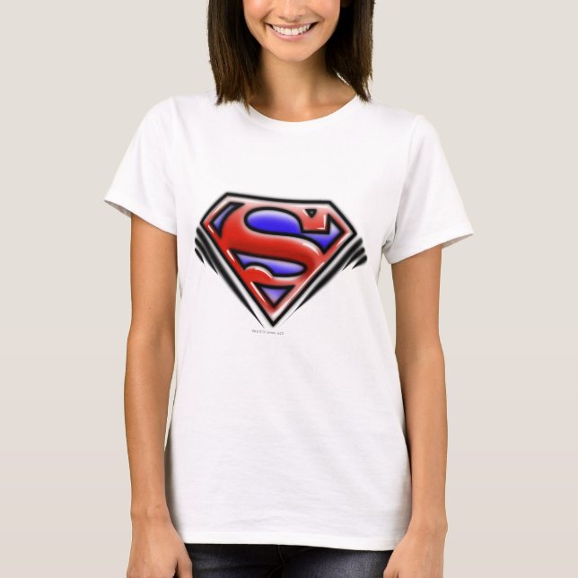 T-shirt Superman S-Shield | Logotipo Red Airbrush (Frente)