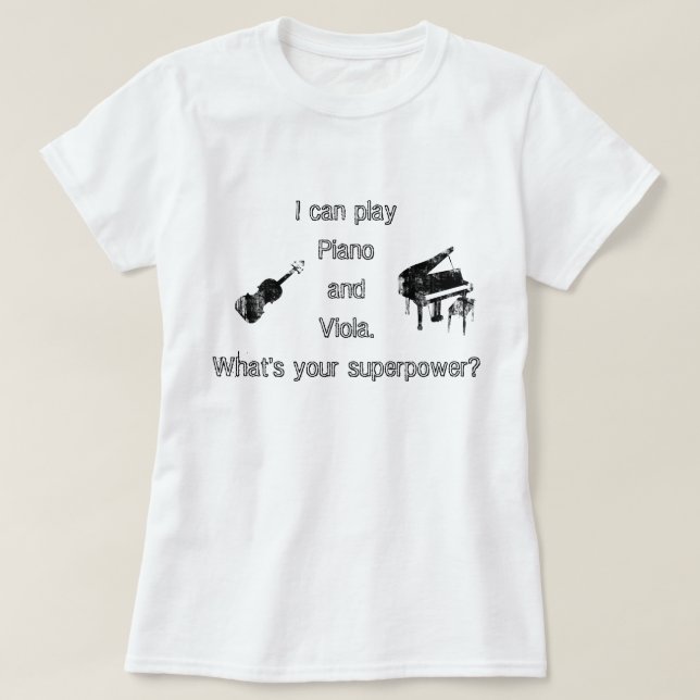 T-shirt Superpotência do piano & da viola (Frente do Design)