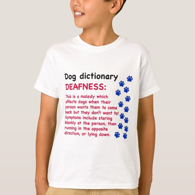 T-shirt Surdez - dicionário de cães (Frente)