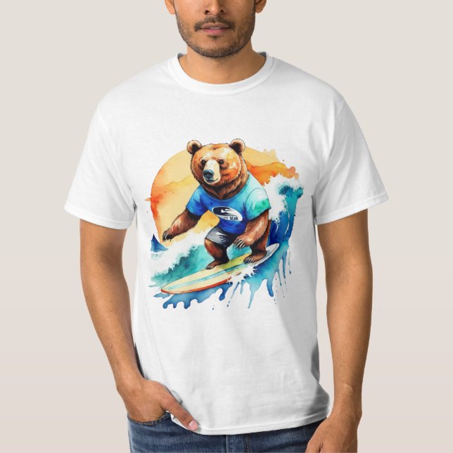 T-Shirt surf de urso engraçado (Frente)