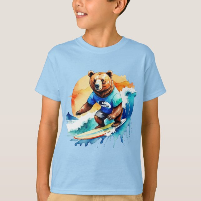 T-Shirt surf de urso engraçado (Frente)