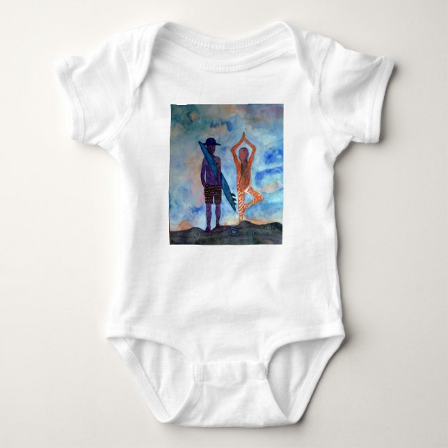 T-shirt Surf Yoga Sunset Baby Jersey (Frente)