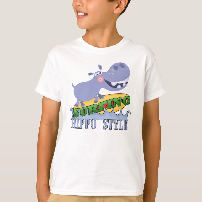 T-shirt Surfer Hippopotamus (Frente)