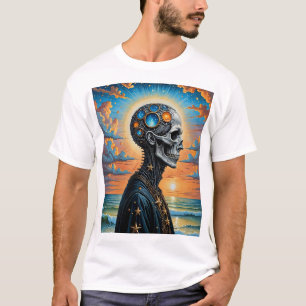 T-Shirt Surreal Cosmic Skull - Galáxia Futurística