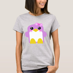 T-shirt sweety do rosa da menina do pinguim do kawaii