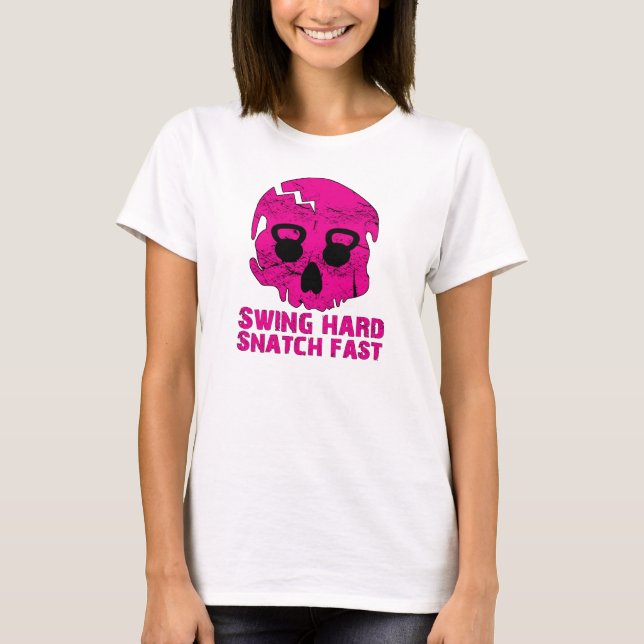 T-shirt Swing Duro Snatch Rápido - Senhoras Kettlebell Bur (Frente)
