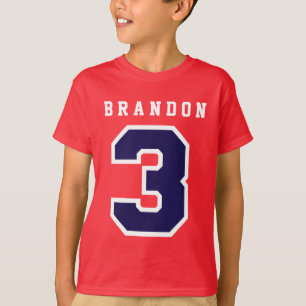 T-shirt T A03 VERMELHO do aniversário de 3 anos do númer