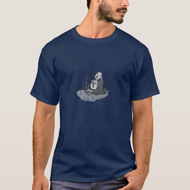 T-shirt T afligido pesca de Buddha (Frente)