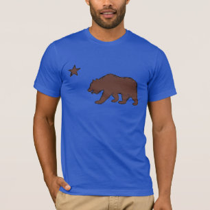 T-shirt T azul das caras do símbolo da bandeira do urso