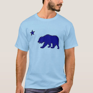 T-shirt T azul das caras do urso do símbolo da bandeira do