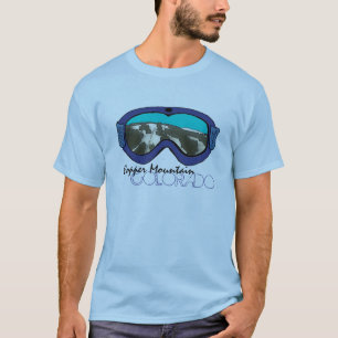 T-shirt T azul dos óculos de proteção da neve de Colora
