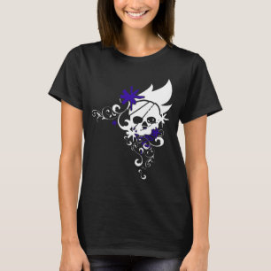 T-shirt T branco do crânio do Grunge (roxo)