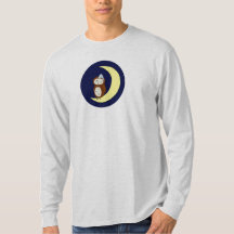 T claro g/n da coruja de noite da cinza do L/S dos