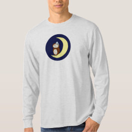 T-shirt T claro g/n da coruja de noite da cinza do L/S dos
