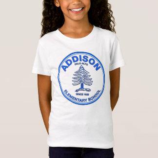 T-shirt T da boneca das meninas, logotipo azul