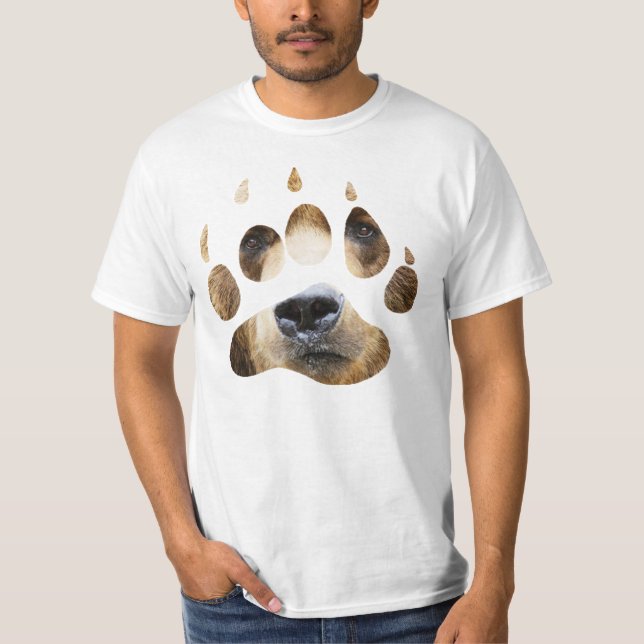 T-shirt T da cara da pata de urso do urso (Frente)