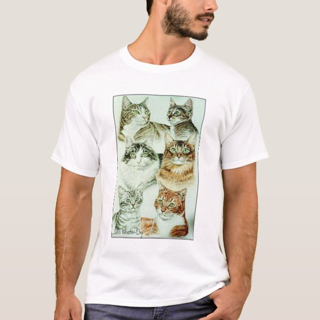 T-shirt T da colagem dos gatos (Frente)