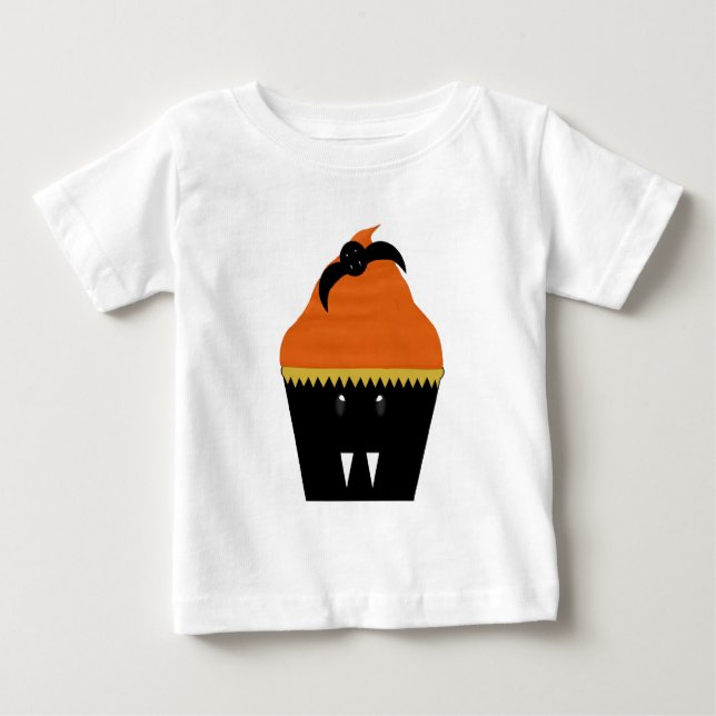 T-shirt T da criança do cupcake do Dia das Bruxas (Frente)