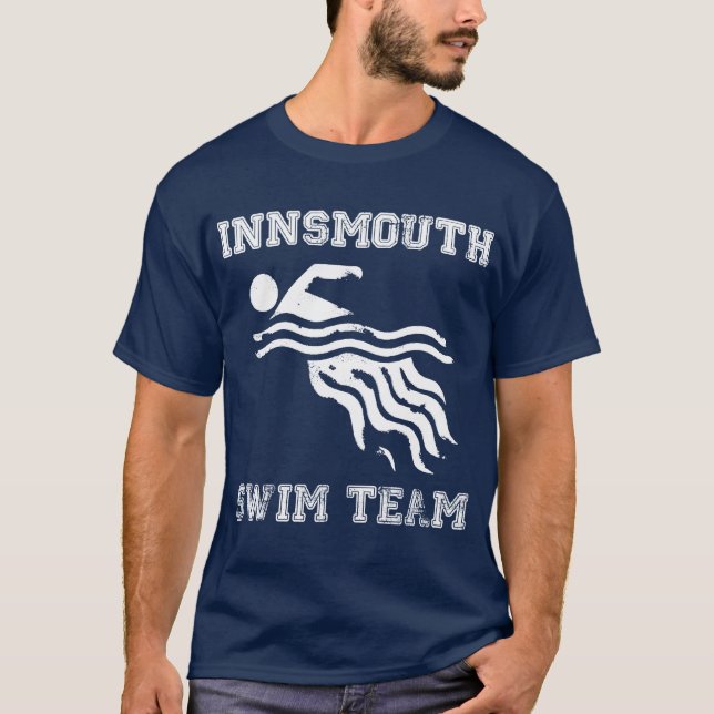 T-shirt T da equipe de natação de Innsmouth - obscuridade (Frente)