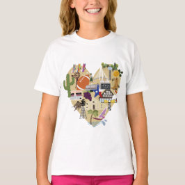 T-shirt T de Texas do plissado das meninas