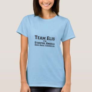 T-shirt T do azul das senhoras M de Elis da equipe