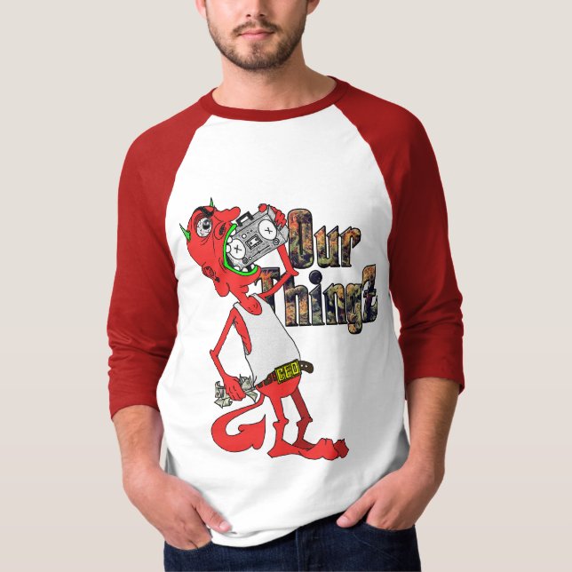 T-shirt T do basebol do diabo vermelho de Lil (Frente)