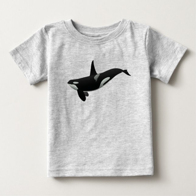 T-shirt T do bebê da orca da natação (Frente)