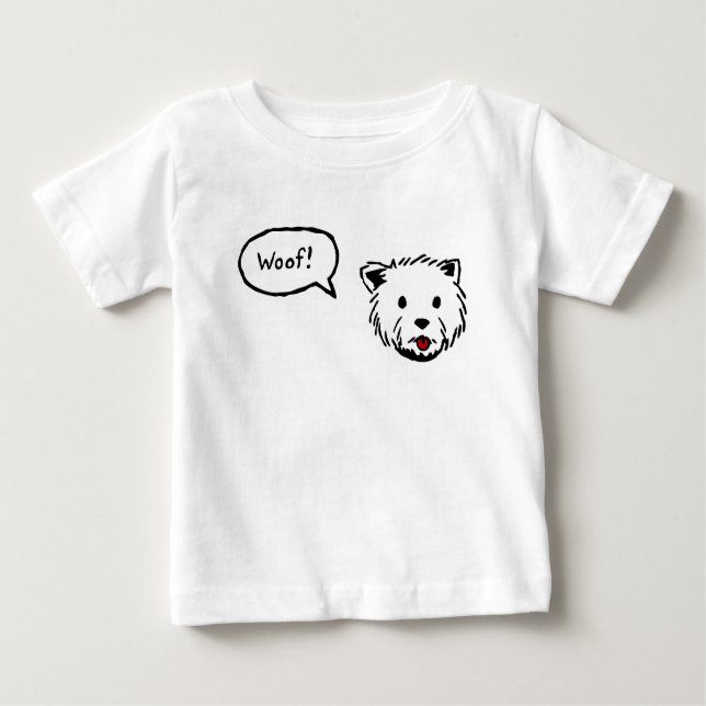 T-shirt T do bebê do Woof de Westie (Frente)