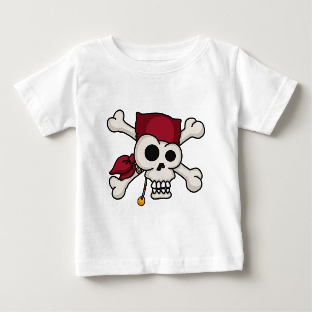T-shirt T do bebê dos Crossbones do crânio N (Frente)