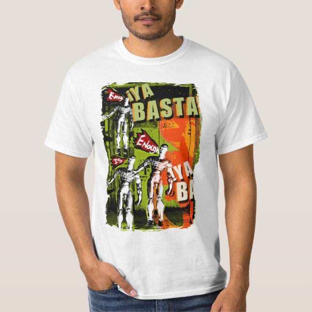 T-shirt T do branco do basta de Ya (Frente)