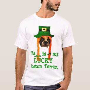 T-shirt T do dia de Boston Terrier St Patrick AFORTUNADO