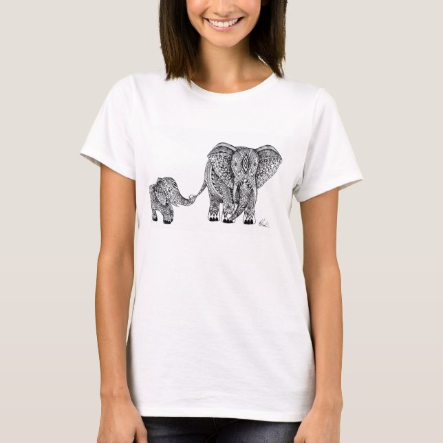 T-shirt T do elefante e do bebê (Frente)