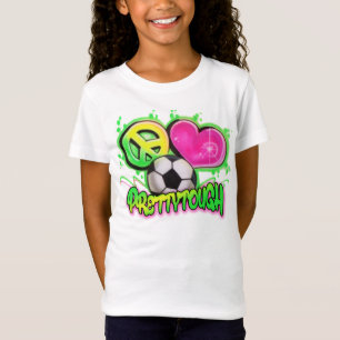T-shirt T do futebol do amor da paz