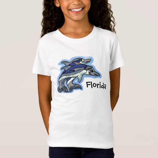 T-shirt T do golfinho de Florida das meninas (Frente)